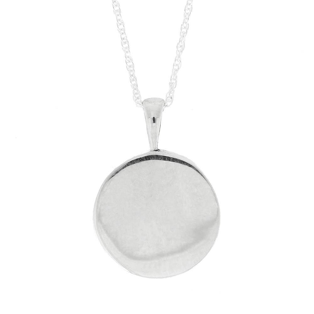 Silver pendant necklace on a white background