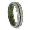 Green Wood Wedding Band with Meteorite