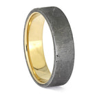 Meteorite Overlay Wedding Band, Yellow Gold