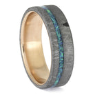 Meteorite and Synthetic Opal Wedding Band