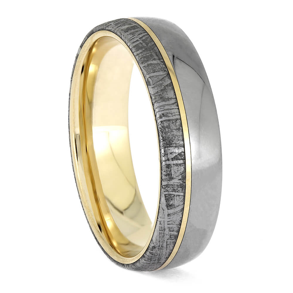 Gibeon Meteorite and Titanium Wedding Band