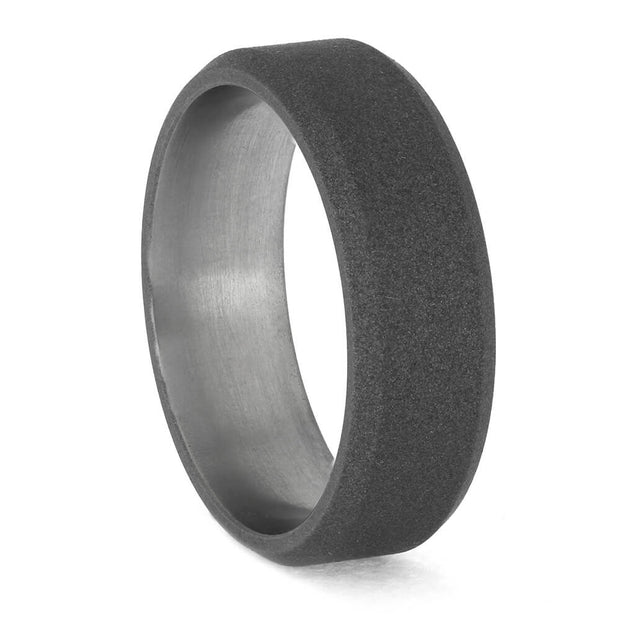 Handmade Titanium Wedding Band with Sandblasted Finish