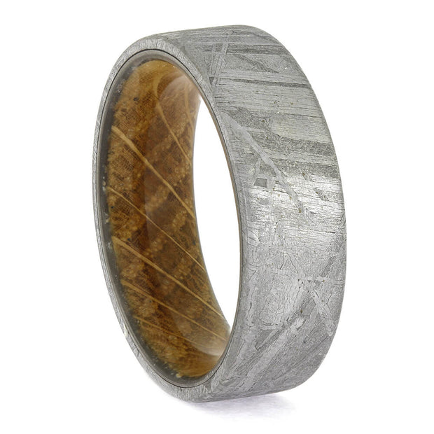 Meteorite and Whiskey Wood Wedding Band