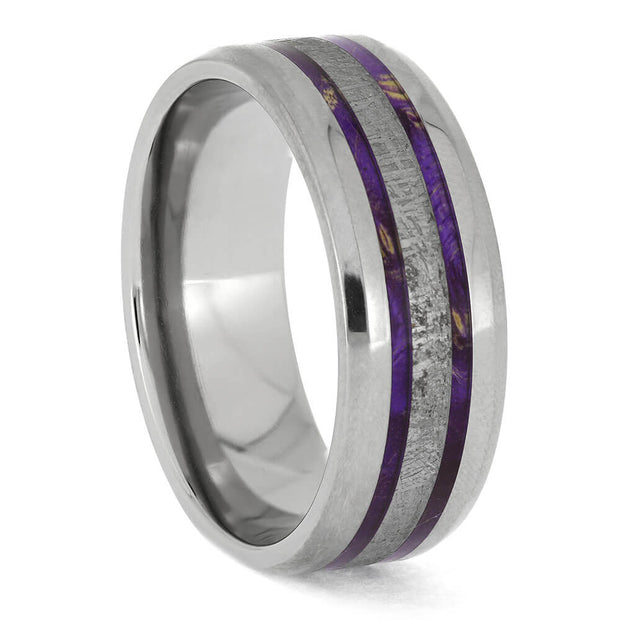 Meteorite and Purple Wood Wedding Band