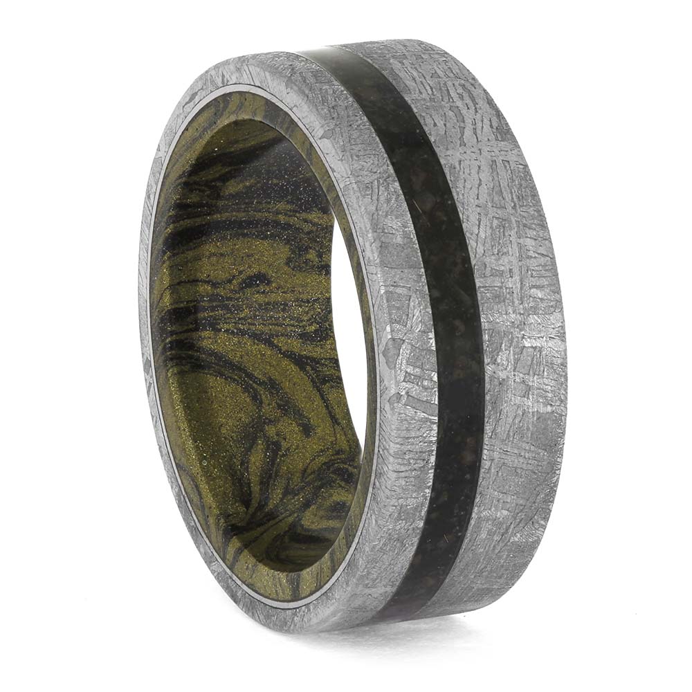 Unique Meteorite and Fossil Wedding Band
