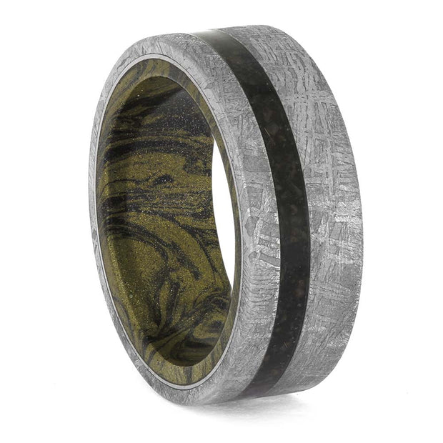 Unique Meteorite and Fossil Wedding Band