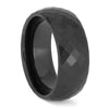 Solid Black Wedding Band for Men, Faceted