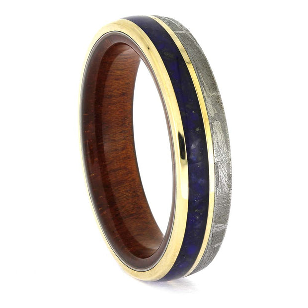 Meteorite and Lapis Wedding Band for Men