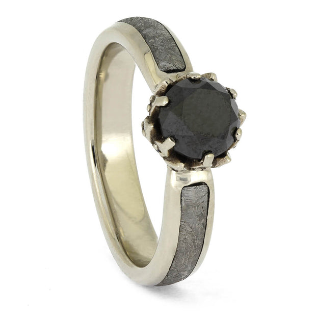 Meteorite and Black Diamond Wedding Ring