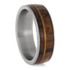 Ring with wooden inlay on a white background