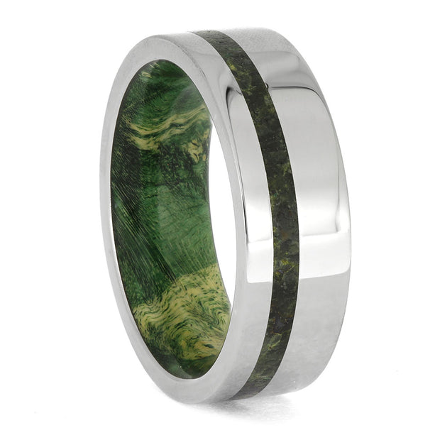 by Jewelry by Johan Chrysocolla Ring with Burl Wood Sleeve 002277
