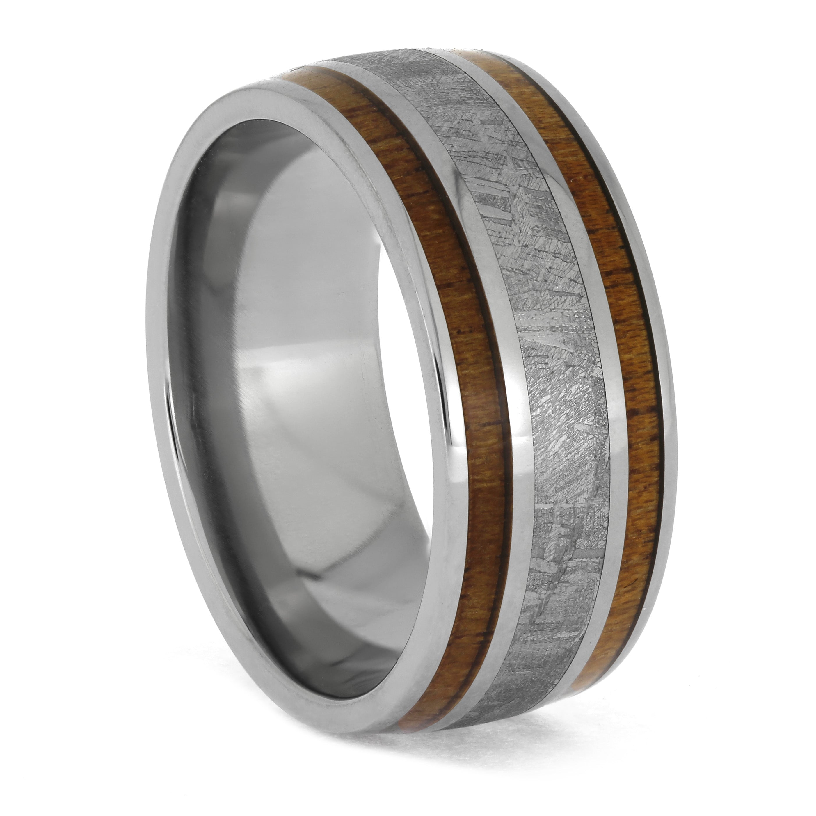 by Jewelry by Johan Titanum Ring with Meteorite and Wood Inlays 002278
