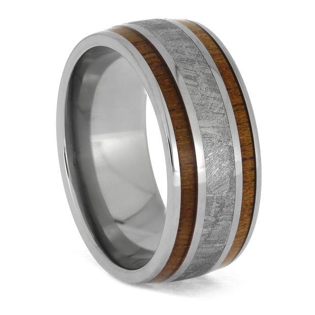 by Jewelry by Johan Titanum Ring with Meteorite and Wood Inlays 002278