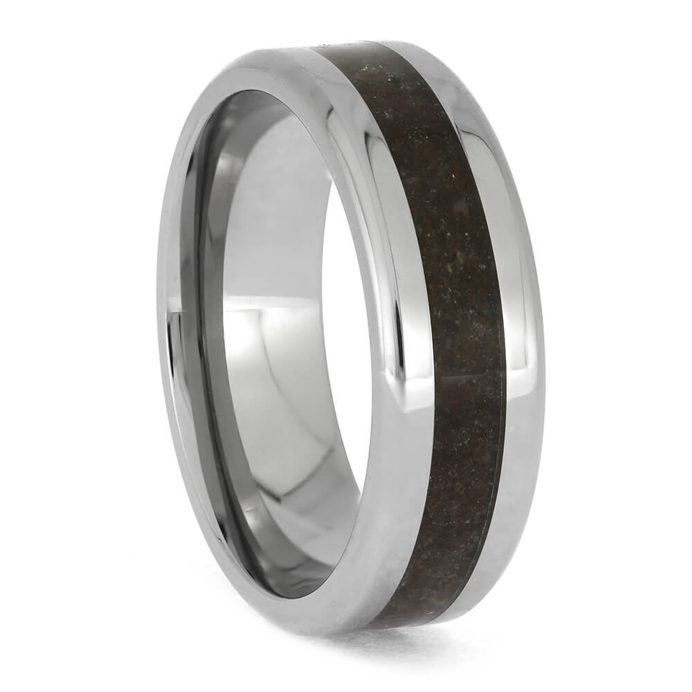 Titanium and Dinosaur Bone Wedding Band