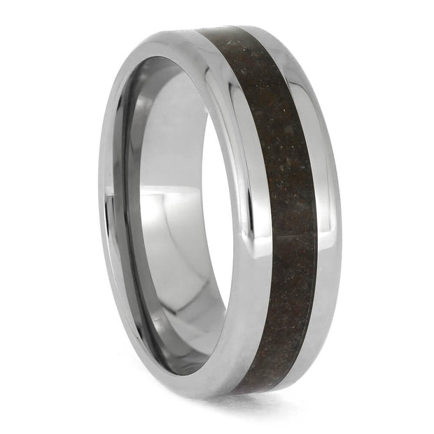 Titanium and Dinosaur Bone Wedding Band