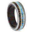 Meteorite, Dinosaur Bone, Turquoise, and Mokume Wedding Band