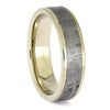 Gold ring with a textured gray interior on a white background