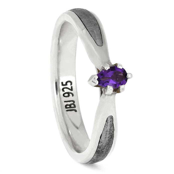 Meteorite Solitaire with Amethyst Stone