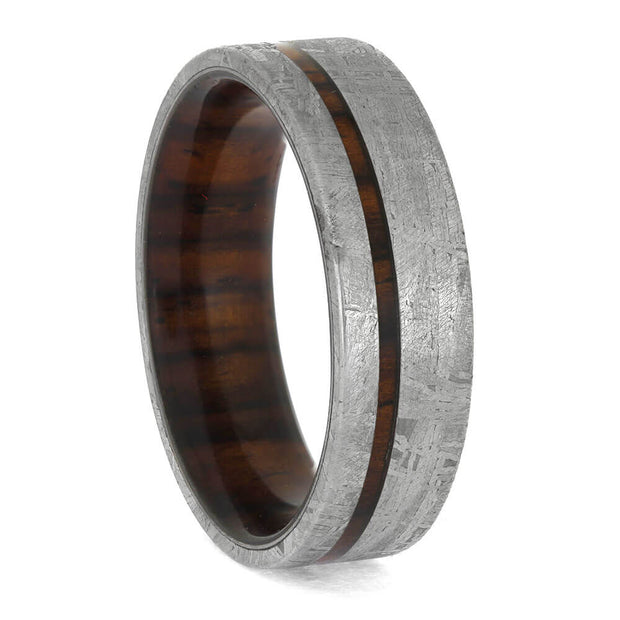 Men's Exotic Wood and Meteorite Wedding Band