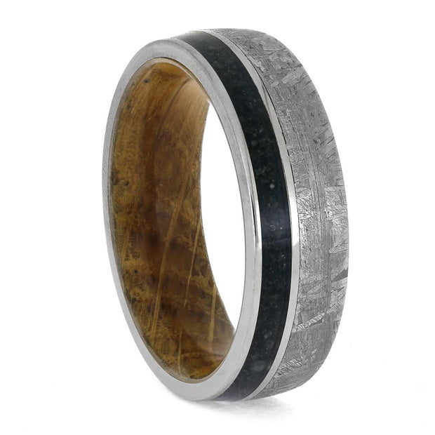 Emerald and Meteorite Wedding Band for Men