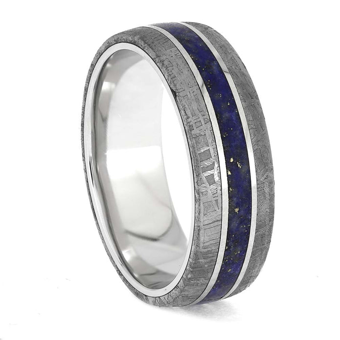 Platinum and Meteorite Wedding Band for Men