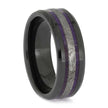 Meteorite Ring with Purple Wood and Black Ceramic Sleeve