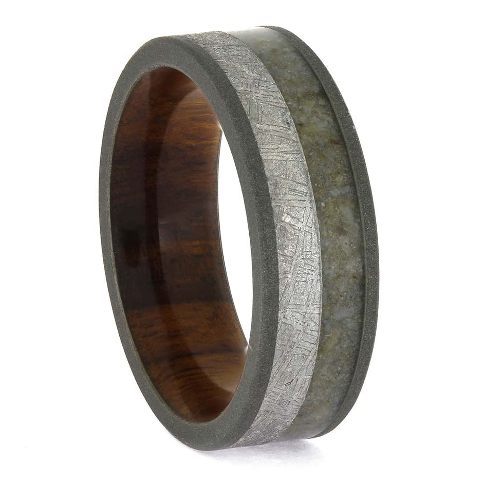 Fossil and Meteorite Wedding Band
