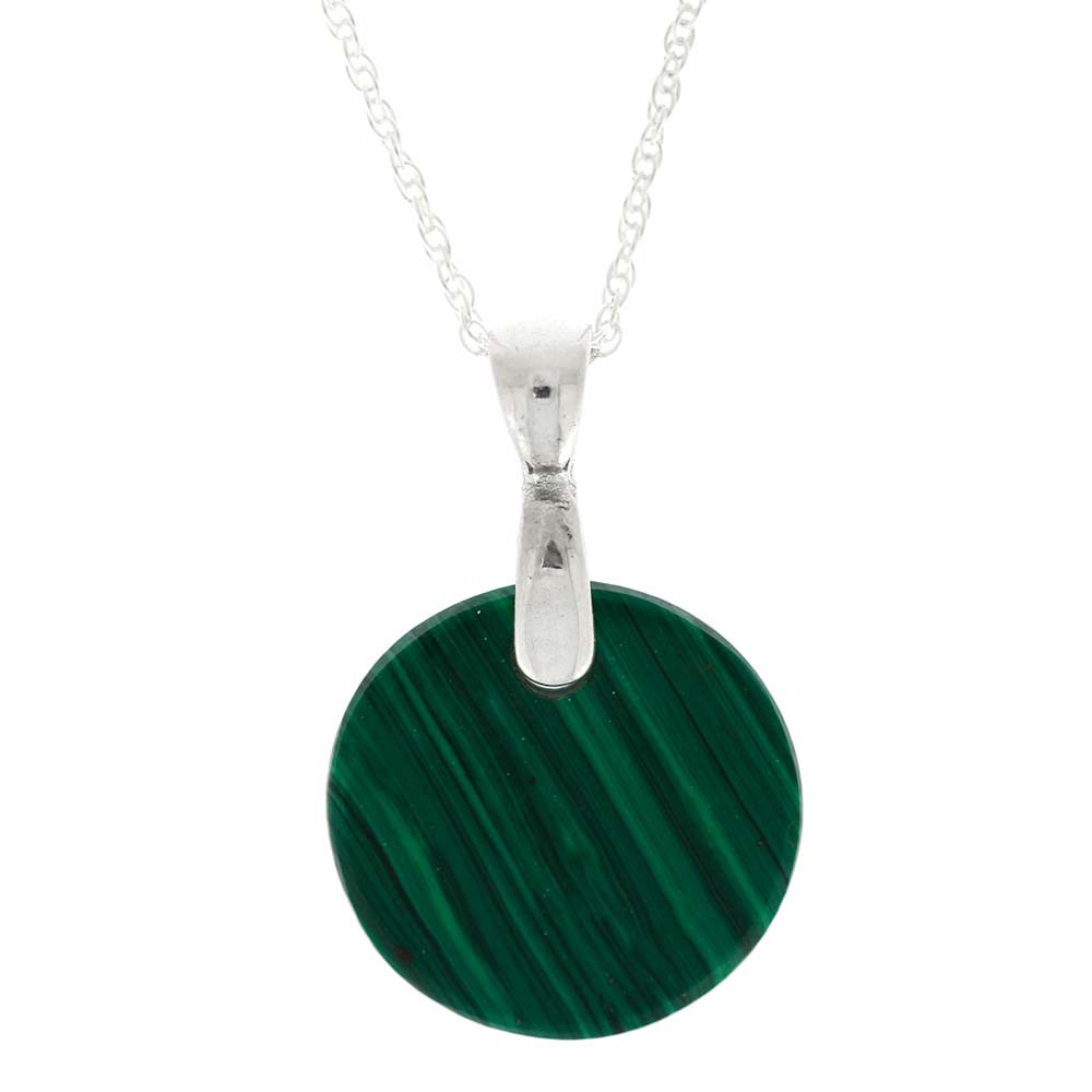 Malachite Pendant Necklace with Sterling Silver Chain
