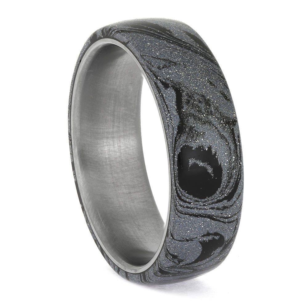 Cobaltium Mokume Wedding Band
