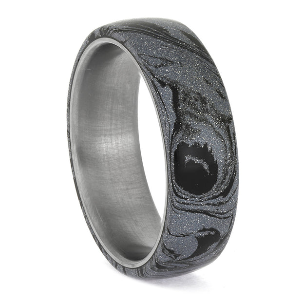 Cobaltium Mokume Wedding Band