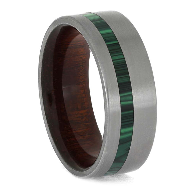 Malachite and Bloodwood Ring with Titanium