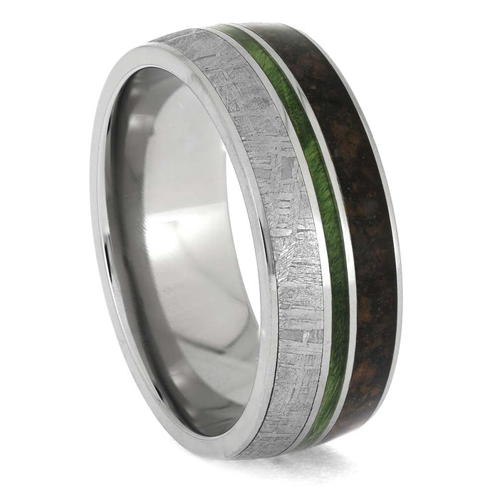 Meteorite and Fossil Ring for Men