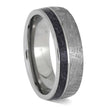 Meteorite and Sapphire Wedding Band for Men or Women