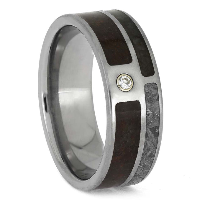 Unique Meteorite and Fossil Wedding Band