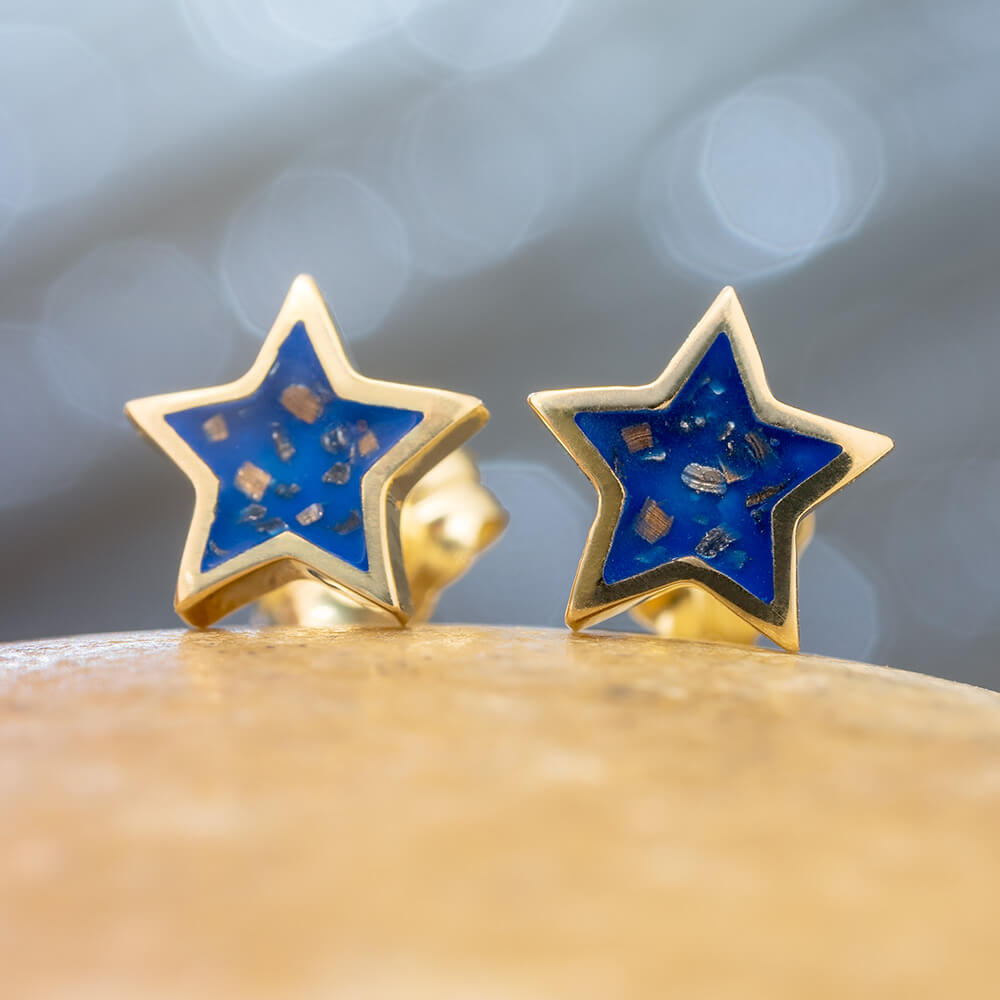 Blue Star Meteorite Earrings