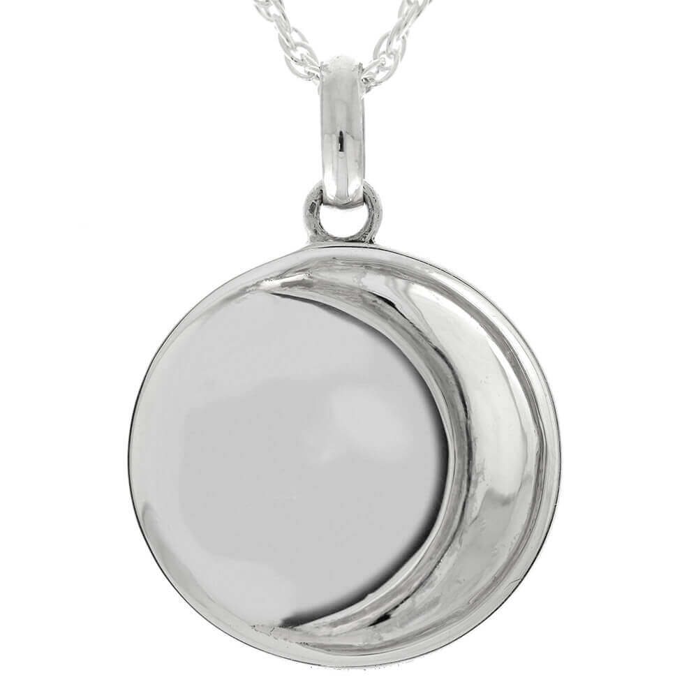 Back view of moon phase necklace with crescent design