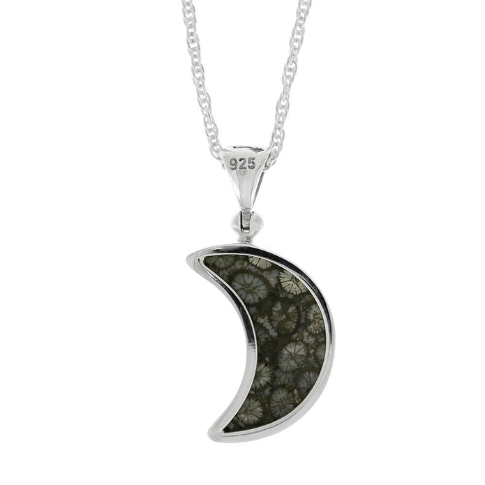 Sterling silver coral moon necklace with 925 stamp