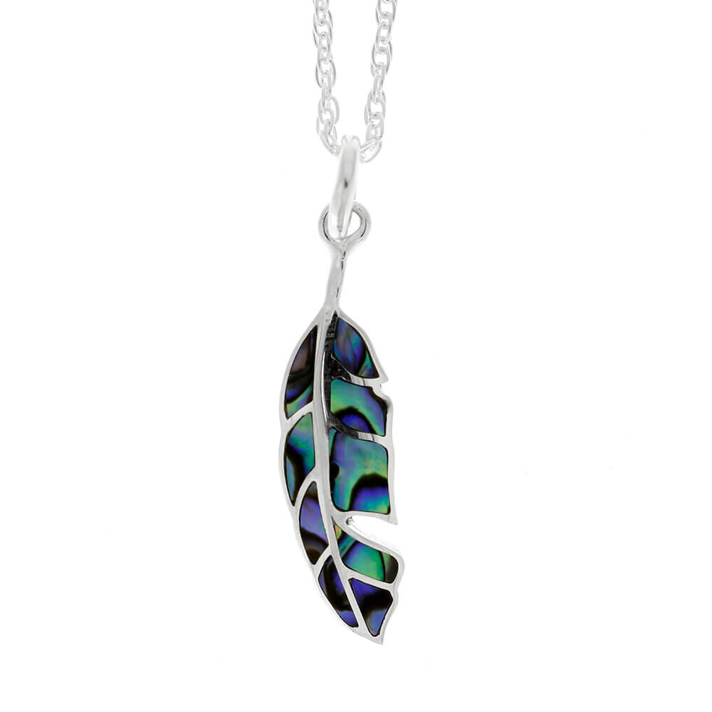 Feather Necklace with Abalone Shell