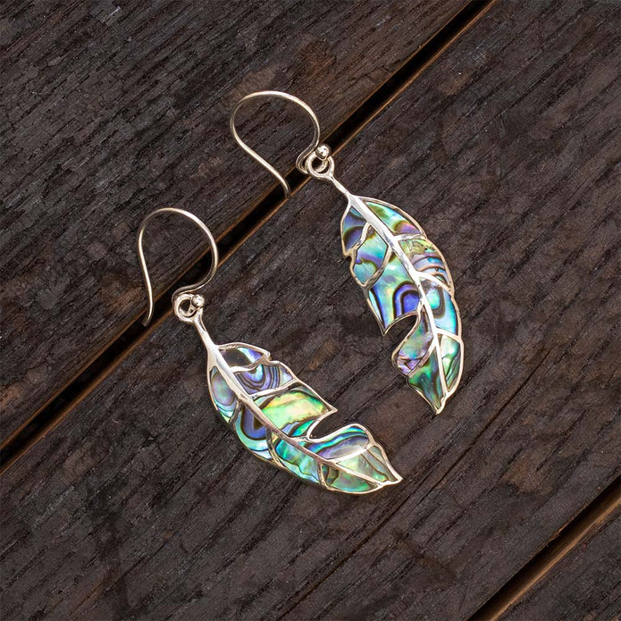 Abalone Feather Earrings