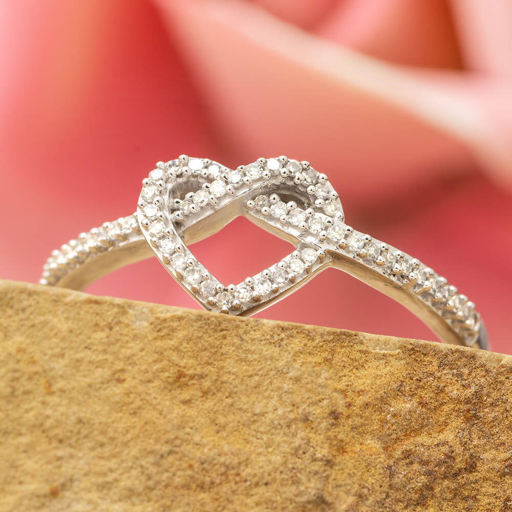 Custom 5 Carat Heart Diamond Engagement Ring With Heart Setting Detail