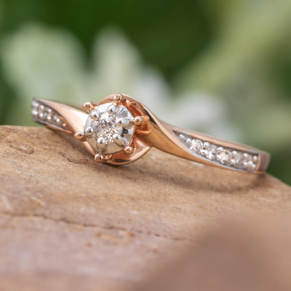 Rose Gold Swirling Engagement Ring