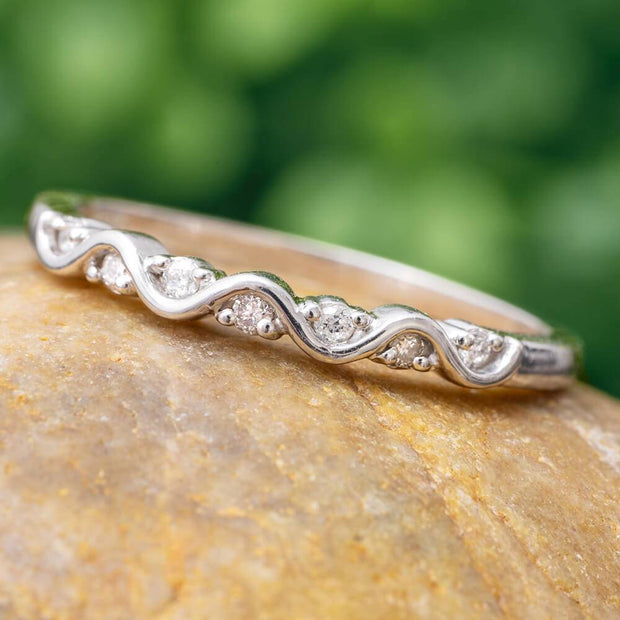 Wavy Diamond Wedding Band