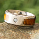 Unique Wedding Band with Koa Wood