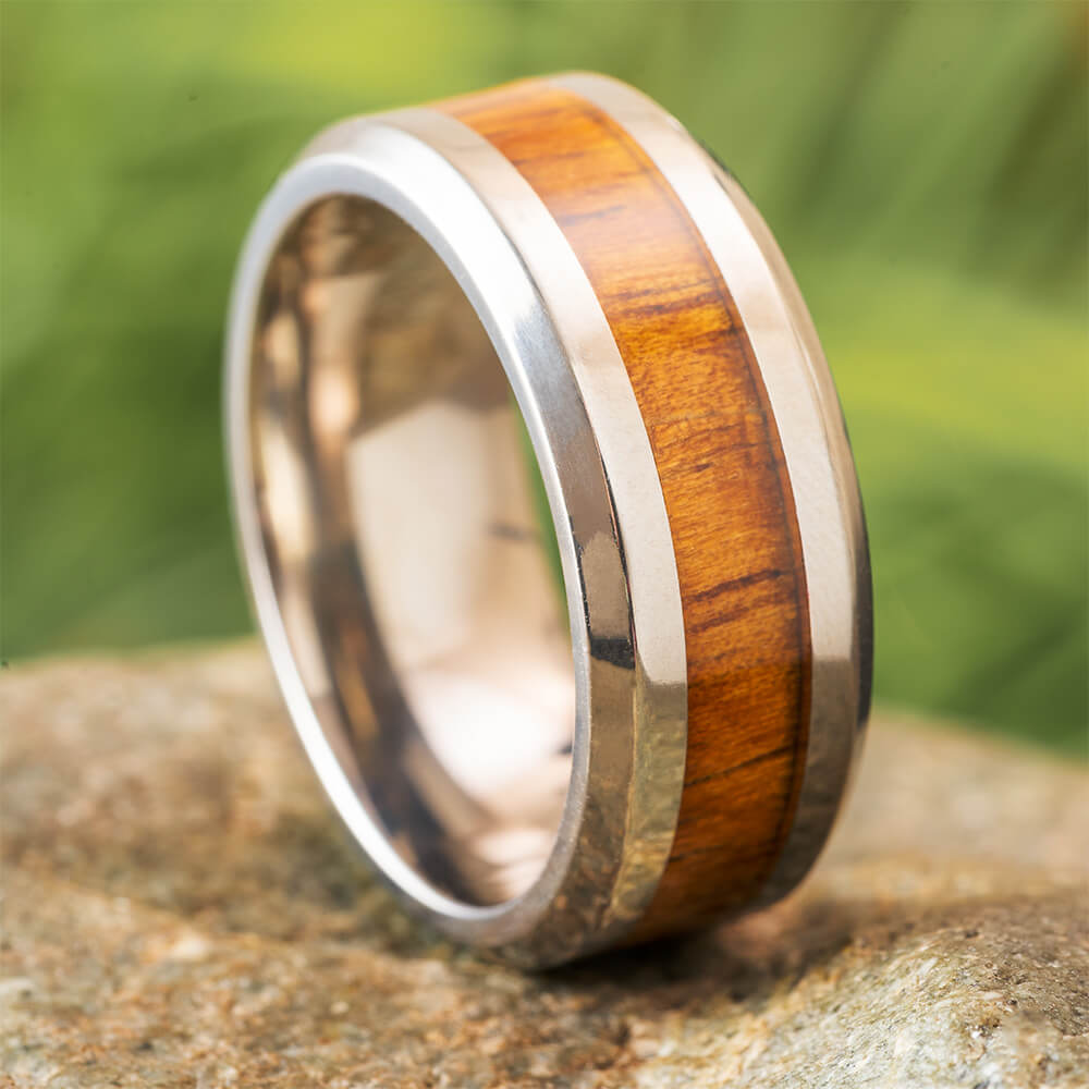 Koa and Titanium Ring for Men