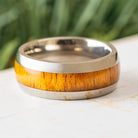 Koa Wood Wedding Band in Titanium