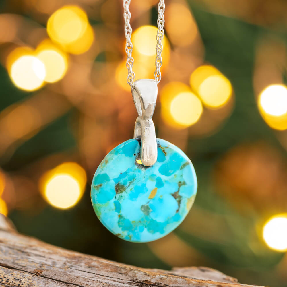 Genuine, Kingman Turquoise Circle Necklace