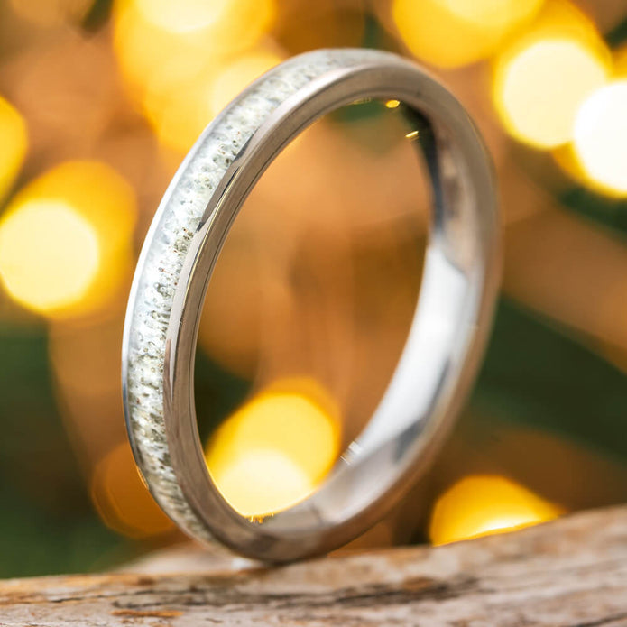 Titanium and Antler Wedding Band for Women