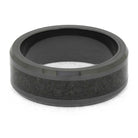 Black Ceramic Wedding Band with Fossil