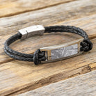 Meteorite Bracelet with Black Leather Strap