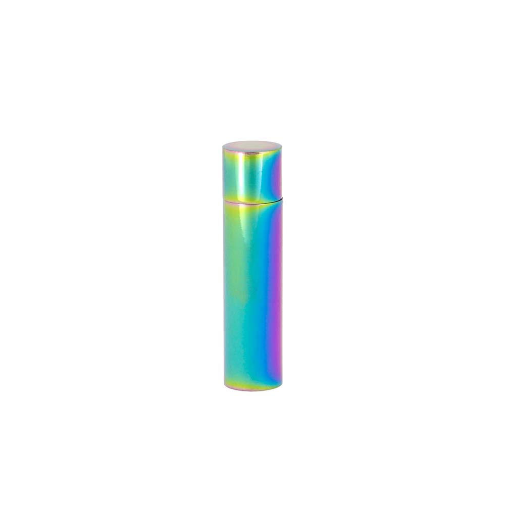 Multicolored cylindrical urn on a white background